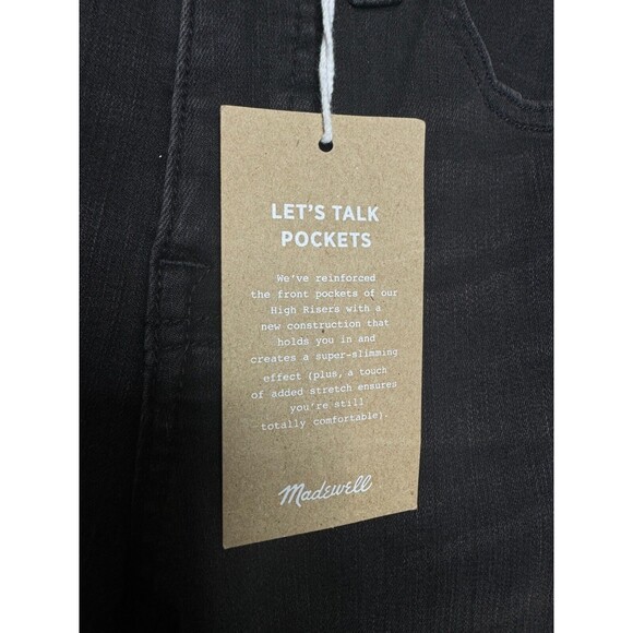 Madewell Sz 23 Petite 9" Mid-Rise Skinny Jeans in Black Sea Denim Distressed NWT - Picture 7 of 14